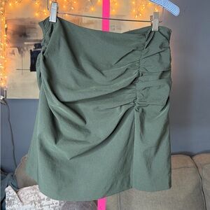 Zara Olive Green Ruched Mini Skirt Size Large Draped Bodycon